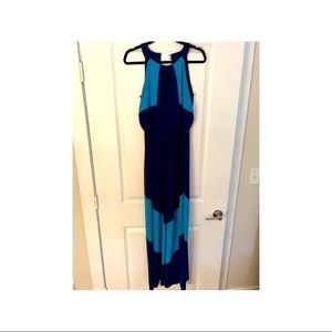 Vince Camuto Navy/Teal Colorblock Maxi Dress XS